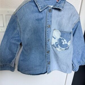 Zara Kids Blue Denim Jacket with Cartoon Detail